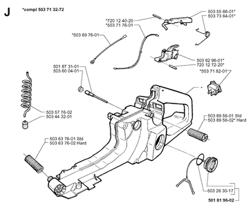 Fuel Tank Diagram and Parts List for 371XP 19963500001-19974900000 Husqvarna Chainsaw