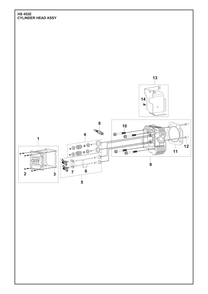 Cylinder Head Assembly Diagram and Parts List for HS452E  Husqvarna Engine