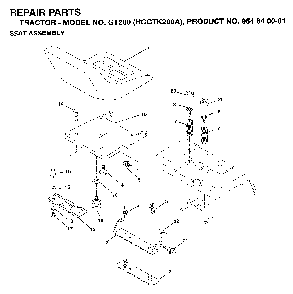 Seat Diagram and Parts List for GT200 (HCGTK200A, 954840001)(1996-01) Husqvarna Lawn Tractor