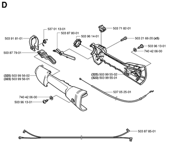 Handle And Controls Diagram and Parts List for HA110 20050600001 - 20054000000 Husqvarna Trimmer