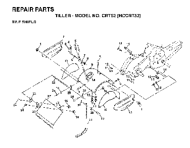 Tine Shield Diagram and Parts List for CRT52 (HCCRT52, 954140020)(1997-01) Husqvarna Tiller