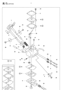 Carburetor Diagram and Parts List for 355FXT 20073100001-20082700000 Husqvarna Brush Cutter