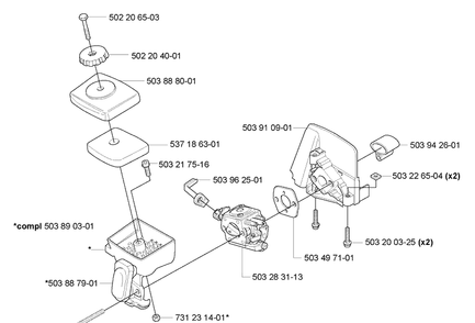 Air Filter/Carburetor Diagram and Parts List for HA110 2005-09 Husqvarna Hedge Trimmer