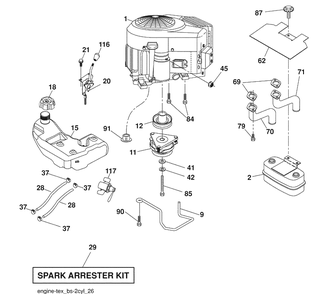 Engine / Fuel Tank Diagram and Parts List for 2748GLS (96043006500)(2008-12) Husqvarna Lawn Mower