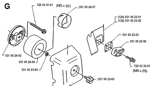 Air Filter Diagram and Parts List for 132R 19920100001-19931400000 Husqvarna Brush Cutter