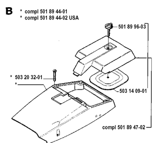 Cover Diagram and Parts List for 3120 19900100001-19942300000 Husqvarna Chainsaw