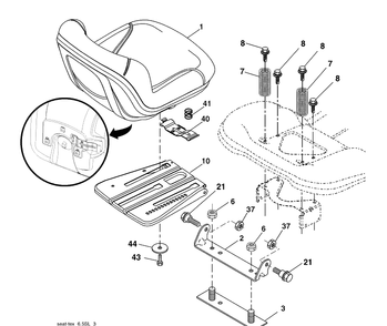 Seat Assembly Diagram and Parts List for 2348LS (96043004900)(2008-03) Husqvarna Lawn Mower
