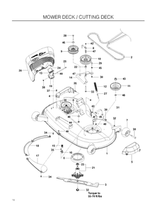 Mower Deck / Cutting Deck Diagram and Parts List for RZ4623 (967009801)(2012-01) Husqvarna Lawn Mower