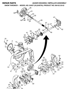Auger Housing And Impeller Diagram and Parts List for 524ST (HL524STA)(2004-03) Husqvarna Snow Blower