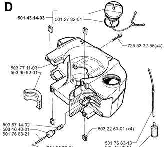 Crankcase Diagram and Parts List for 225H75 19970500001-19980900000 Husqvarna Hedge Trimmer