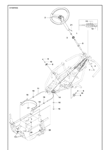 Steering Diagram and Parts List for R112IC 967848201 Husqvarna Lawn Mower