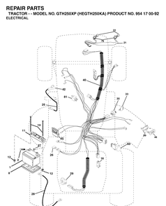 Electrical Diagram and Parts List for GTH250XP (HEGTH250KA)(2003-01) Husqvarna Lawn Tractor