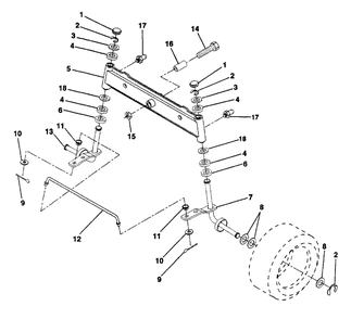 Front Axle Diagram and Parts List for LR12 (954000762-A)(1994-01) Husqvarna Lawn Tractor