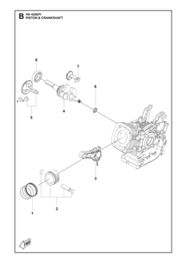 Piston And Crankshaft Diagram and Parts List for HH420EFI 598610501, 598610502 Husqvarna Engine