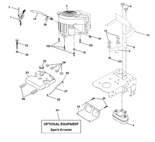 Engine Diagram and Parts List for YTH1542XP (954567253-F)(2002-02) Husqvarna Lawn Tractor