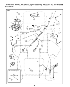 Electrical Diagram and Parts List for 2754GLS (96043006600)(2008-12) Husqvarna Lawn Tractor