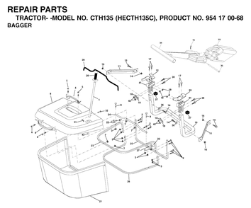 Bagger Diagram and Parts List for CTH135 (954170068-C)(2002-02) Husqvarna Lawn Tractor