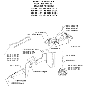 Accessories Hcs9 Collection System Drive Kit Diagram and Parts List for IZ5225TXPKOA (968999375)(2005-12) Husqvarna Lawn Mower