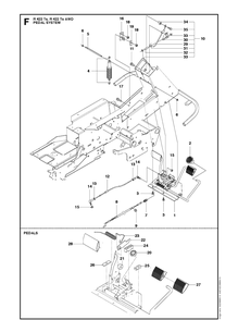 Pedals Diagram and Parts List for R422TSAWD (966632501)(2011-03) Husqvarna Lawn Mower