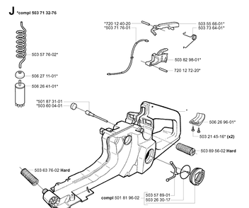 Fuel Tank Diagram and Parts List for 371K 2002-01 Husqvarna Lawn Tractor Accessories
