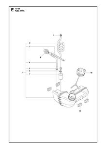 Fuel Tank Diagram and Parts List for 327ES 20101800001-20144900000 Husqvarna Edger