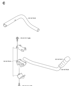 Handle Diagram and Parts List for 143R 20070100001-Current Husqvarna Brush Cutter