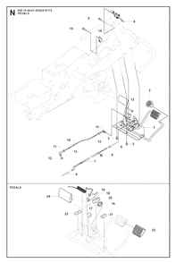 Pedals Diagram and Parts List for R175 (965104901)(2008-06) Husqvarna Lawn Tractor