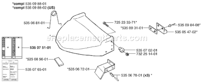 Part Location Diagram of 535098802 Husqvarna Cover