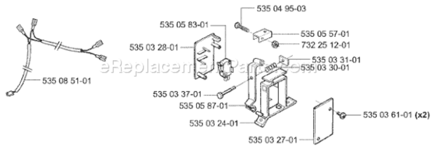 Part Location Diagram of 535085101 Husqvarna Harness, Collision Sensor