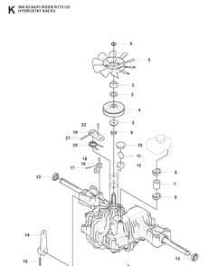 Transmission Diagram and Parts List for RIDER175 (966828401)(2008-05) Husqvarna Lawn Mower