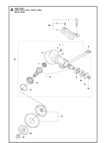 Bevel Gear Diagram and Parts List for 335FR  Husqvarna Brush Cutter