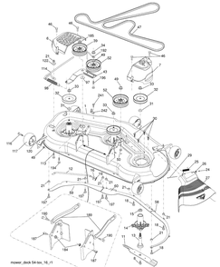 Mower Deck Diagram and Parts List for LGT2554 (96043006100)(2009-04) Husqvarna Lawn Mower