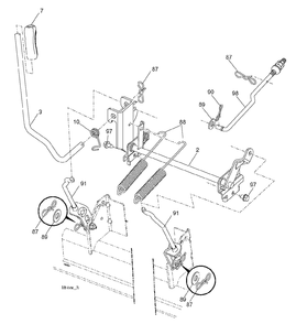 Mower Lift / Deck Lift Diagram and Parts List for YTH2348 (917289570)(2012-02) Husqvarna Lawn Tractor