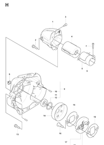 Clutch Diagram and Parts List for 241RJ  Husqvarna Brush Cutter