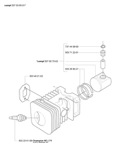 Piston/Cylinder Diagram and Parts List for 225B 2006-09 Husqvarna Leaf Blower / Vacuum