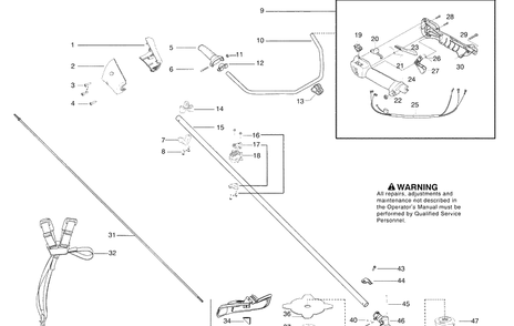 Handle And Controls Diagram and Parts List for 125R 2009-09 Husqvarna Brush Cutter