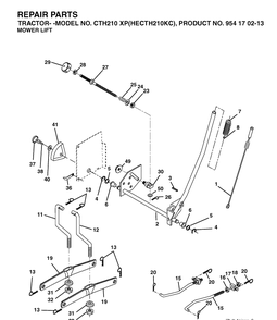 Mower Lift / Deck Lift Diagram and Parts List for CTH210XP (HECTH210KC)(2004-06) Husqvarna Lawn Tractor