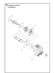 Carburetor And Air Filter 2 Diagram and Parts List for 131R  Husqvarna Edger