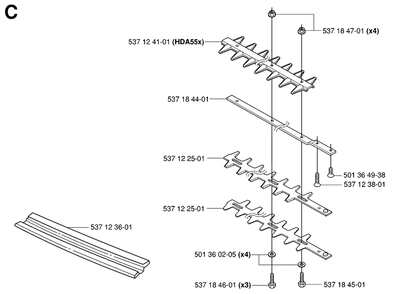 Cutting Equipment Diagram and Parts List for HA110 20050600001 - 20054000000 Husqvarna Trimmer