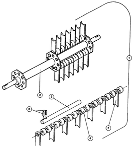 Dethatcher Shaft Assembly Diagram and Parts List for DT20A (539104746-02)(2000-05) Husqvarna Dethatcher