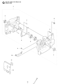 Crankcase Diagram and Parts List for 343FRM  Husqvarna Brush Cutter