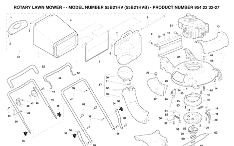 Repair Parts 2 Diagram and Parts List for 55B21HV (954223227)(2003-12) Husqvarna Lawn Mower