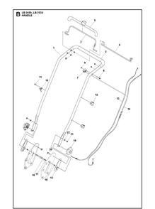 Handle Diagram and Parts List for LB253S  Husqvarna Lawn Mower