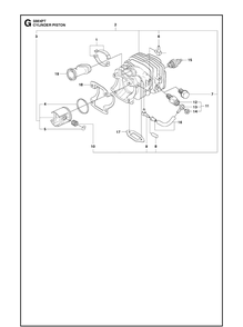 Cylinder Piston Diagram and Parts List for 338XPT 20100600001-Current Husqvarna Chainsaw