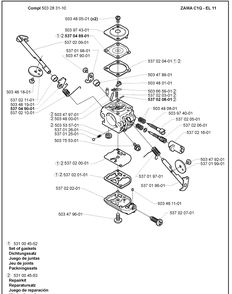 Carburetor Diagram and Parts List for 322C 2000-10 Husqvarna Brush Cutter