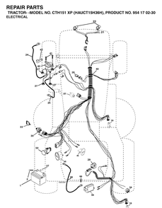 Electrical Diagram and Parts List for CTH151XP (HAUCT15H36H)(2005-05) Husqvarna Lawn Tractor