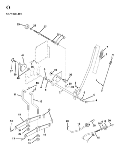 Mower Lift / Deck Lift Diagram and Parts List for YTH160 (HEYTH160C)(1997-02) Husqvarna Lawn Tractor