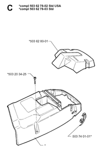 Cover Diagram and Parts List for 365 19963500001-19974900000 Husqvarna Chainsaw