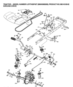 Drive Diagram and Parts List for LOYTH20F42T (96045000200)(2006) Husqvarna Lawn Tractor