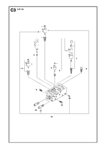Hydraulic Block Diagram and Parts List for DXR140 (1 & Above)(2013-08) Husqvarna Demolition Hammer